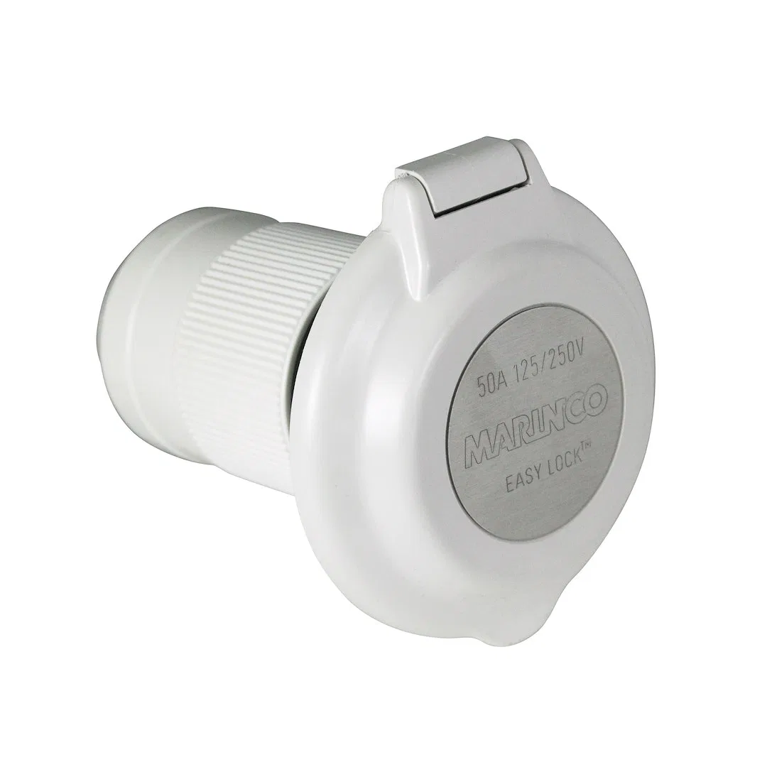 6344EL-BRV – MARINCO Power Inlet Port, Manual Power Disconnect 50 Amp Power 125/ 250 Volt AC White Flame Resistant UL...